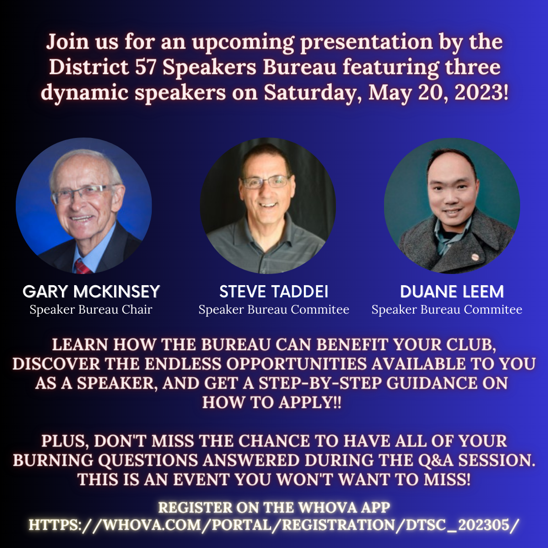 Blog District 57 Toastmasters Speakers Bureau
